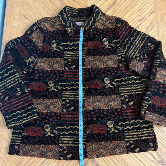 Tanjay Blazer Brocade Multicolor Jacket Geometric Pattern Long Sleeves Size L - Picture 7 of 12